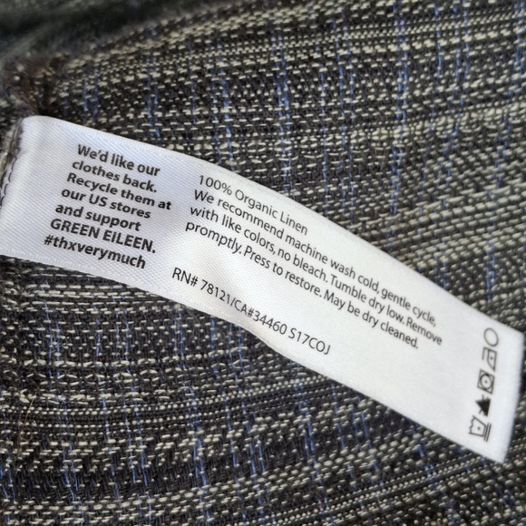 Eileen Fisher Coastline Organic Linen Button-Up Grey Tunic Top Women Size Medium - Picture 12 of 16